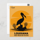 Visit Louisiana Vintage Pelican Travel Postcard (Front/Back)