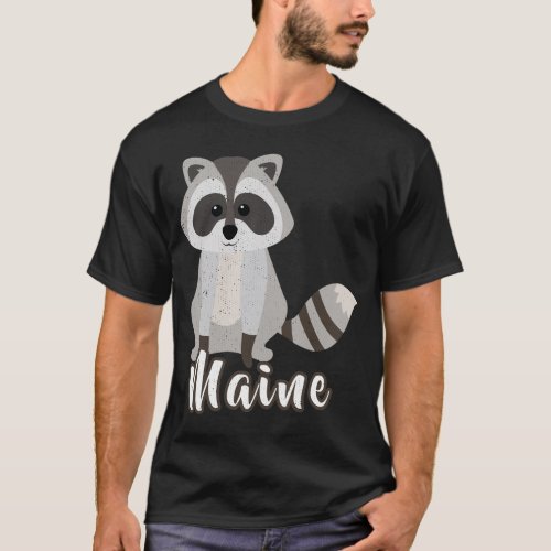 Visit Maine Vacation Woodland Whimsy Raccoon T_Shirt