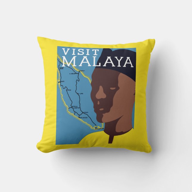 Visit Malaya Throw Pillow (Front)