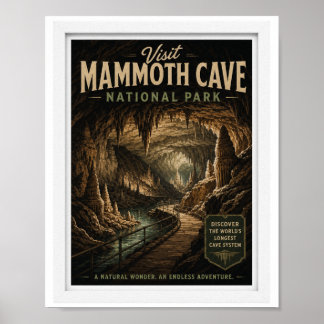 Visit Mammoth Cave National Park Travel Vintage Poster