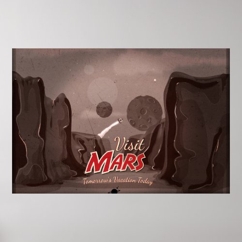Visit Mars Vintage Poster