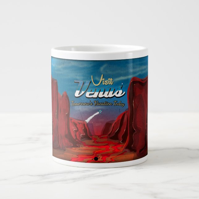 Visit Mars Vintage Poster Giant Coffee Mug (Front)