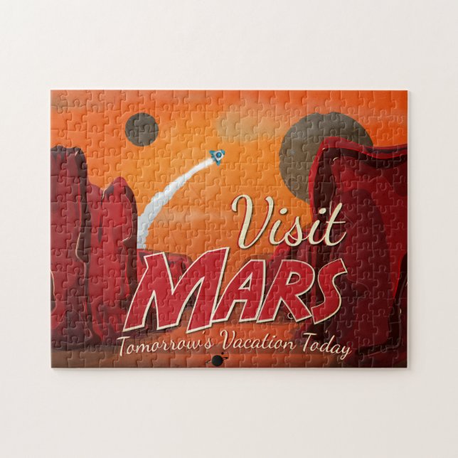 Visit Mars Vintage Poster Jigsaw Puzzle (Horizontal)