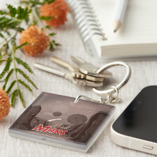 Visit Mars Vintage Poster Keychain