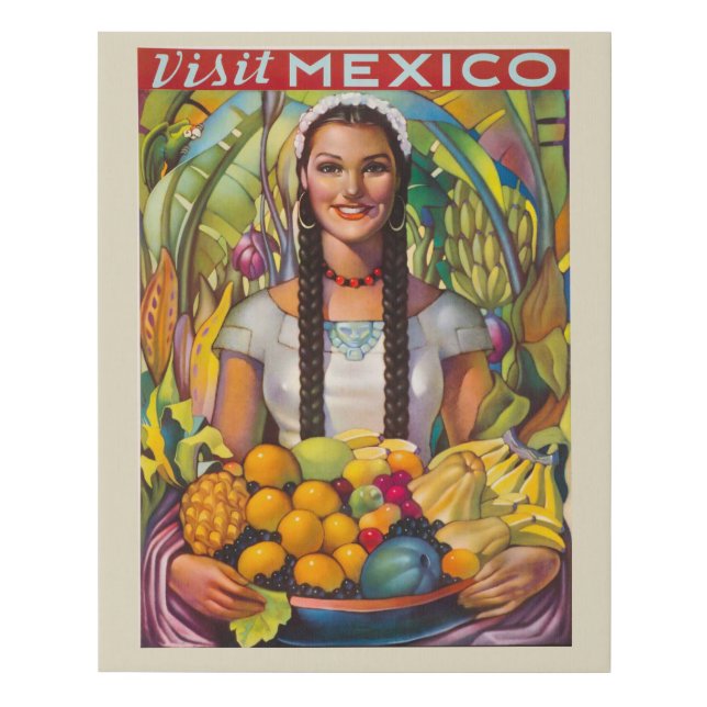 Visit Mexico Travel Poster Canvas (Front)