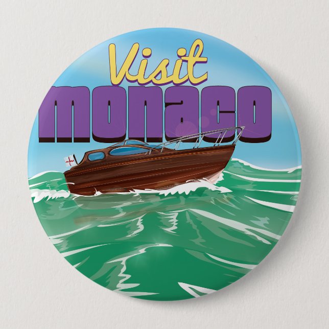 Visit Monaco Travel Poster Pinback Button (Front)