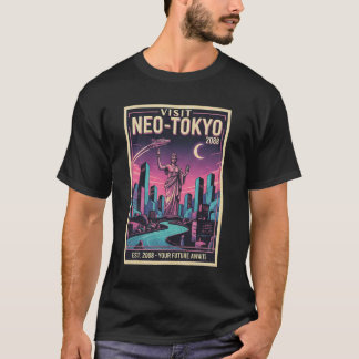 Visit Neo-Tokyo 2088 Cyberpunk Travel Poster T-Shirt