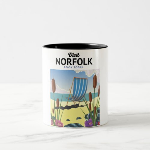 Visit Norfolk Book today travel poster Two_Tone Coffee Mug