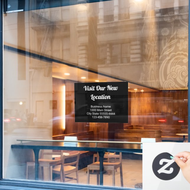 Visit Our New Location Black Business Relocation Window Cling (Cafe Window)