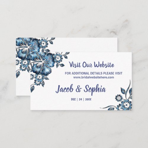 Visit our Website Wedding insert card Blue Flower