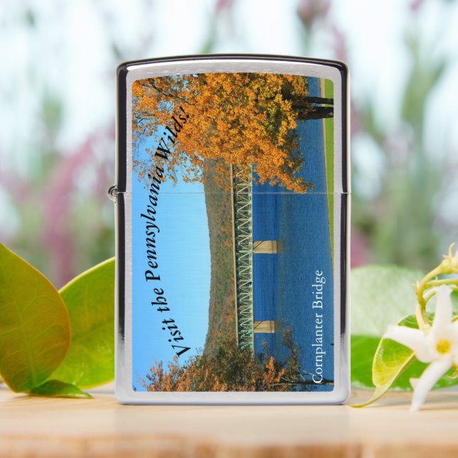 Visit PA Wilds Picturesque Souvenir Casey Bridge Zippo Lighter (On Table)