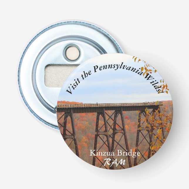 Visit PA Wilds Picturesque Souvenir Kinzua Bridge Bottle Opener (Front)