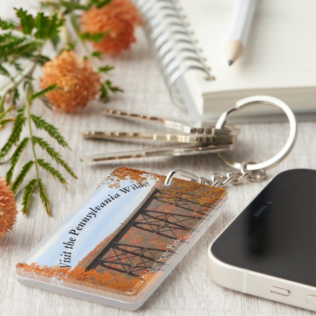 Visit PA Wilds Picturesque Souvenir Kinzua Bridge Keychain (Front Right)