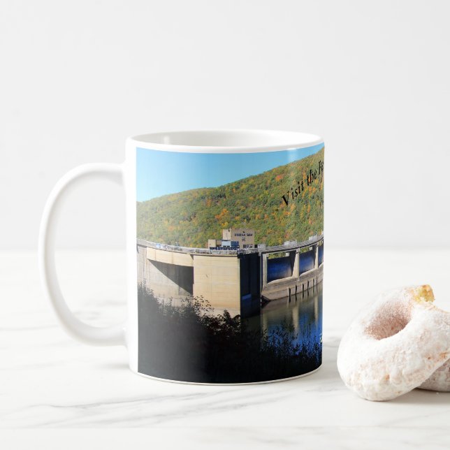 Visit PA Wilds Picturesque Souvenir Kinzua Dam Coffee Mug (With Donut)
