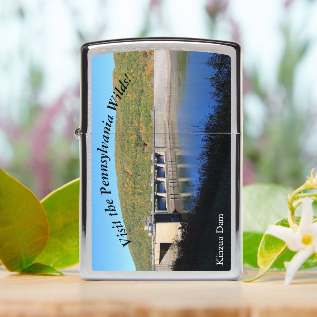 Visit PA Wilds Picturesque Souvenir Kinzua Dam Zippo Lighter (On Table)