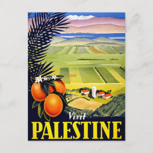 Visit Palestine 2 Holy Land Vintage Travel Art Postcard
