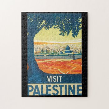 Visit Palestine Vintage Travel Poster Jigsaw Puzzle by travelpostervintage at Zazzle