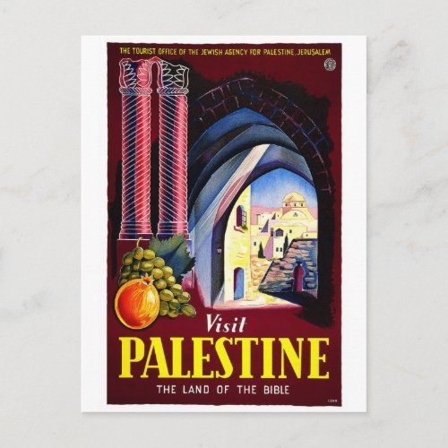 Visit Palestine Vintage Travel Poster Postcard