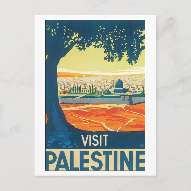 Visit Palestine Vintage Travel Poster Postcard (Front)