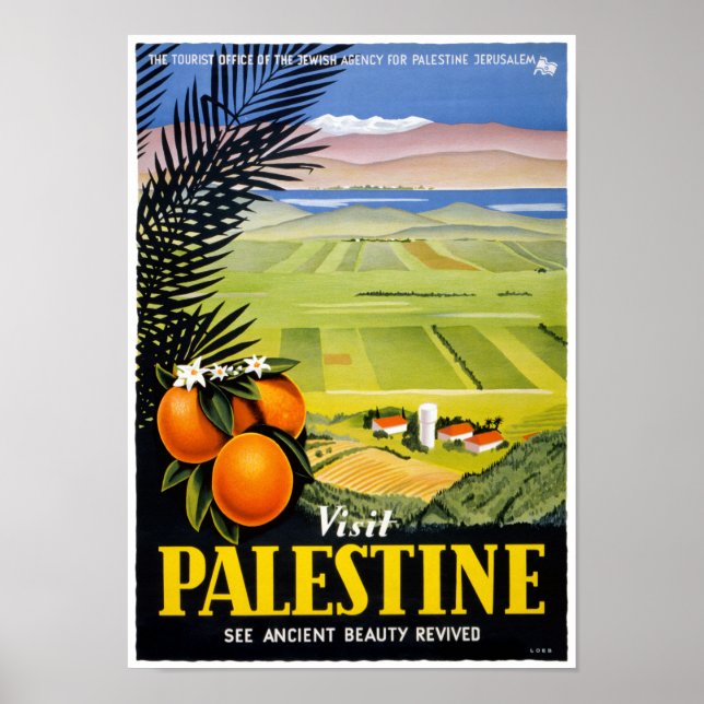 Visit Palestine Vintage Travel Poster Restored (Front)