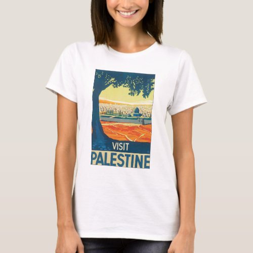 Visit Palestine Vintage Travel Poster T_Shirt