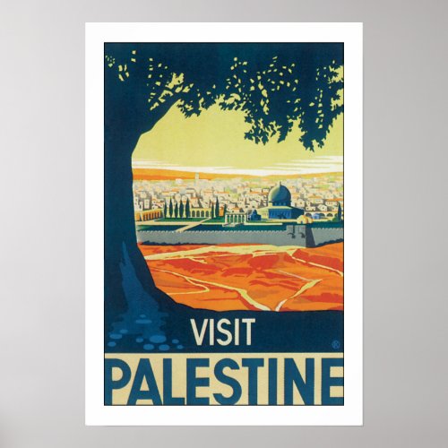 Visit Palestine wwhite border Poster