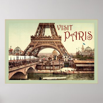 Visit Paris ~ Vintage Travel Poster by VintageFactory at Zazzle
