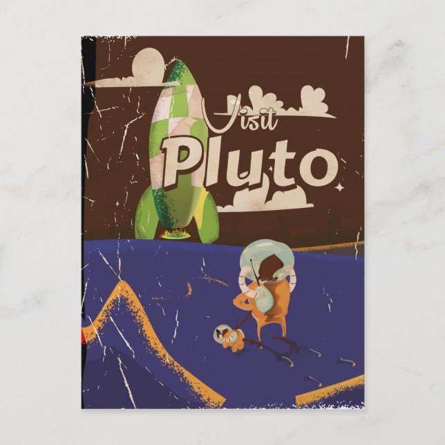 Visit Pluto Vintage Travel poster Postcard (Front)