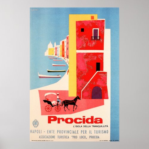 Visit PROCIDA Naples Coast South ITALY ENIT Travel Poster