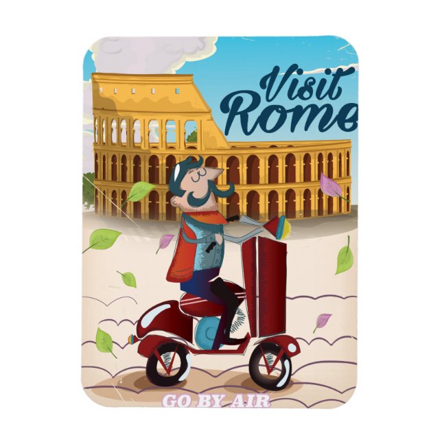 Visit Rome cartoon travel poster Magnet (Vertical)