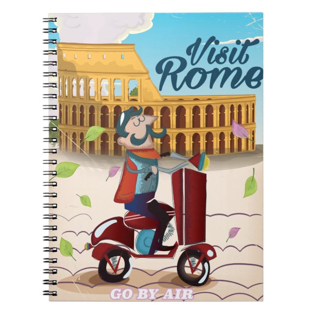 Visit Rome cartoon travel poster Notebook (Front)