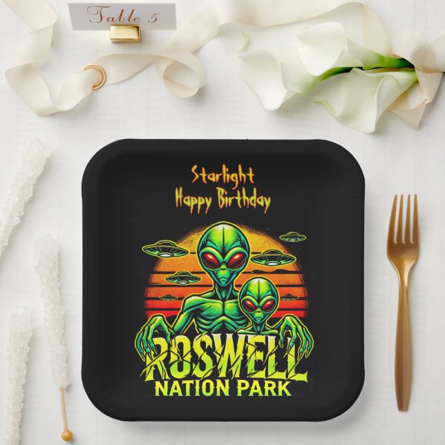 Visit Roswell’s Alien Encounter Spot! Paper Plates (Wedding)