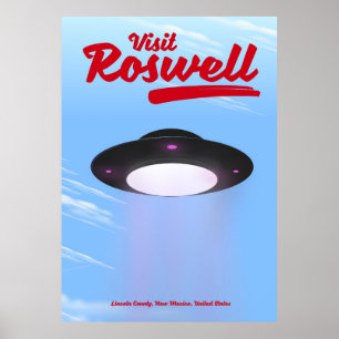 Visit Roswell UFO vintage poster Color
