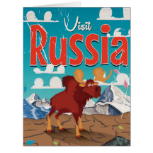 Visit Russia Cartoon Vintage Poster