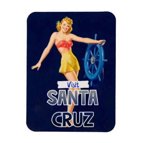 Visit Santa Cruz _ Vintage Pin Up Girl  Magnet