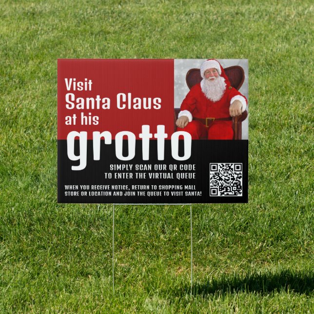 Visit Santa, Photo - QR Code Queue Grotto Sign (Insitu)