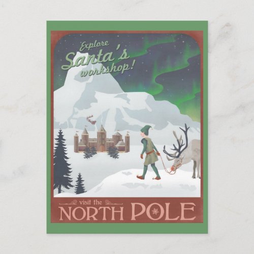 Visit Santas workshop at the North Pole postcard