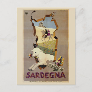Visit Sardinia vintage Italian travel ad Postcard