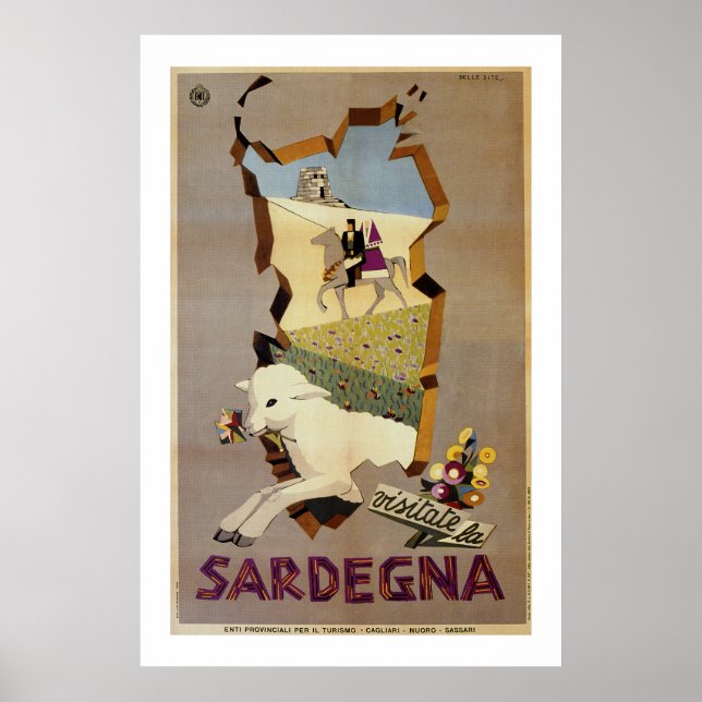 Visit Sardinia vintage Italian travel ad Poster (Front)