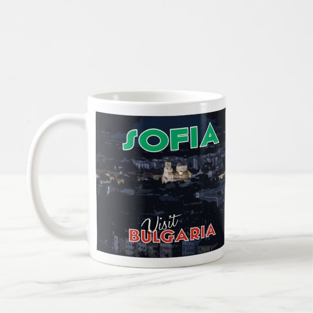 Visit Sofia, Bulgaria I Love Coffee Mug (Left)