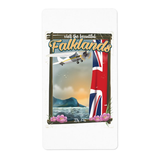 Visit the Beautiful Falklands travel poster Label (Front)