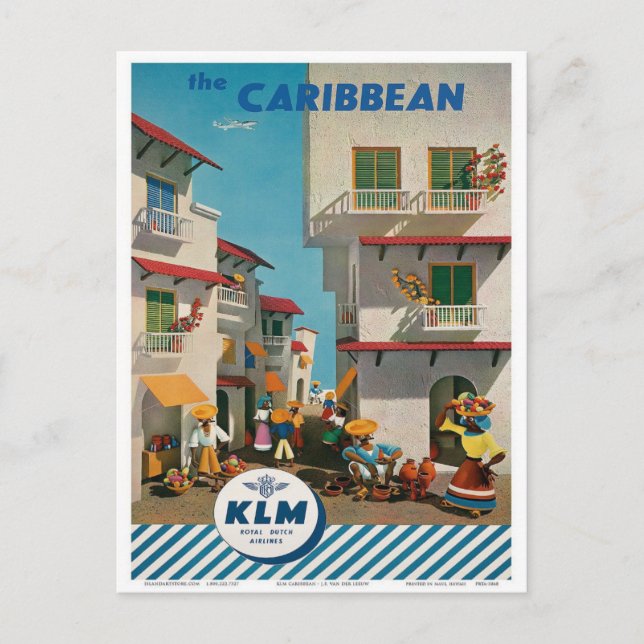 Visit the Caribbean Vintage travel Postcard (Front)