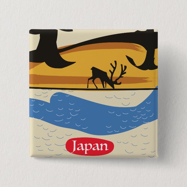 Visit the forest USA vintage poster. Button (Front)