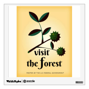Visit the forest USA vintage poster. Wall Decal