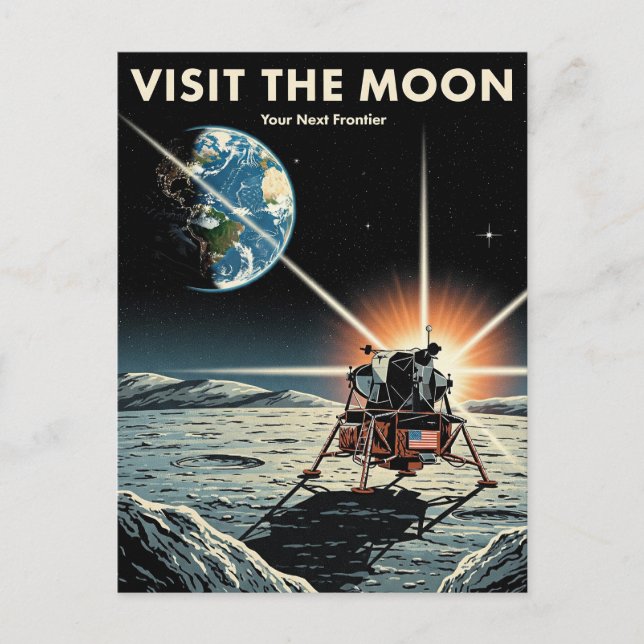 Visit the Moon Travel Postcard (Front)
