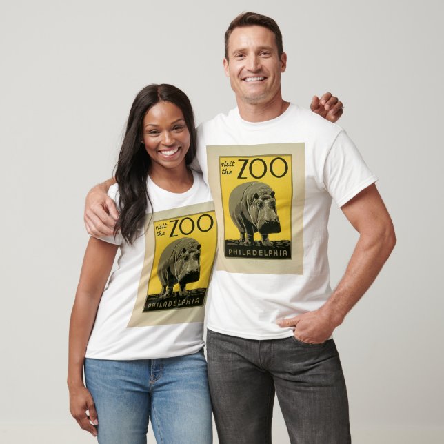Visit the Philadelphia Zoo, Hippo - Old WPA Poster T-Shirt (Unisex)
