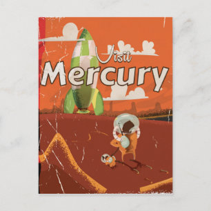 Visit the Planet Mercury Vintage Sci-Fi Cartoon Postcard