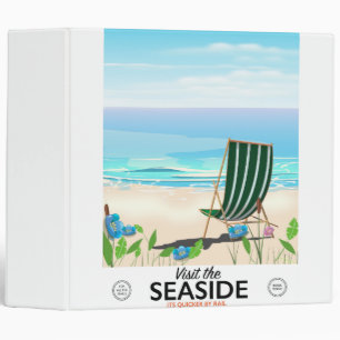 Visit the Seaside vintage travel poster 3 Ring Binder