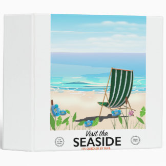 Visit the Seaside vintage travel poster 3 Ring Binder