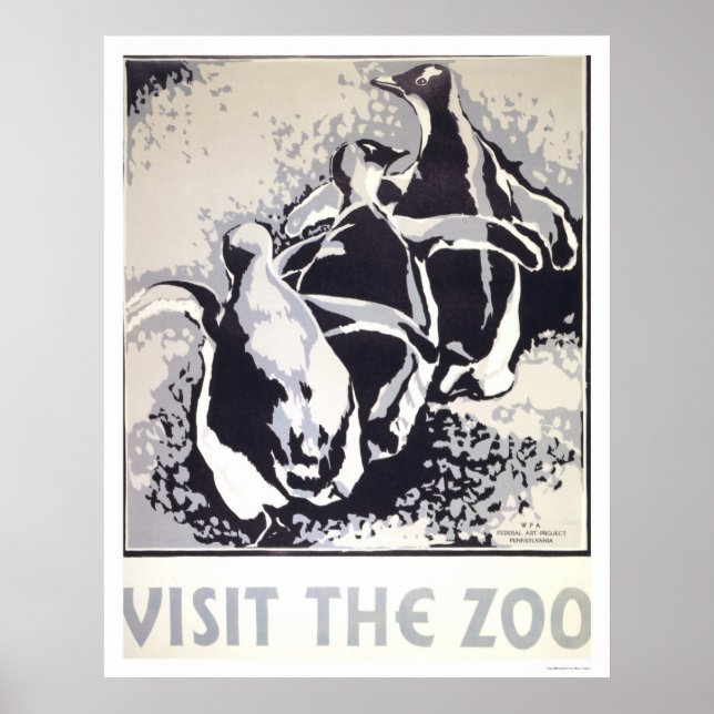 Visit The Zoo Penguin 1936 WPA Poster (Front)